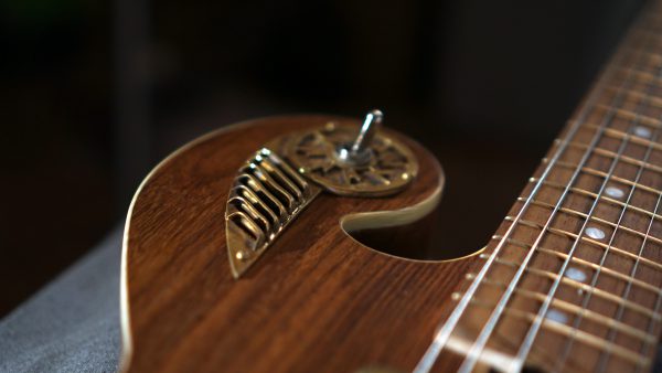 Handcrafted guitar made from reclaimed wild rosewood | handmade brass Ornaments