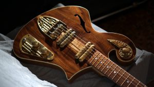 custom guitar - Rare Salvaged Judean Desert Acacia Thunderchild Veloce - Handmade Brass Hardware