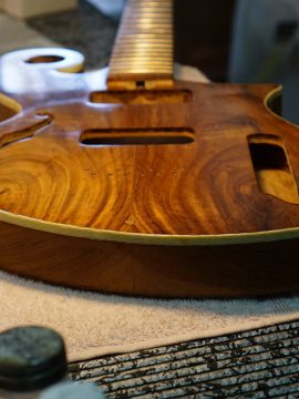 An Upcoming Wild Rosewood Thunder child Veloce Handmade Guitar